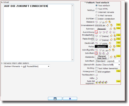 Website erstellen Software - Anschlie&szlig;end k&ouml;nnen Sie den Inhalt das Feldes ver&auml;ndern und speichern. Die Website Erstellungs-Software BASE-KIT stellt hierzu noch viele andere Einstellungen wie FETT, KURSIV etc. bereit.